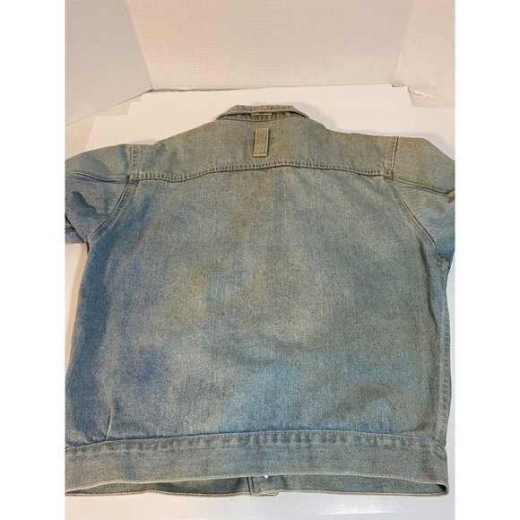 Vintage Uniform Blues Classic 70's Light Wash Denim Jacket Pink Stitching Womens - Picture 9 of 9